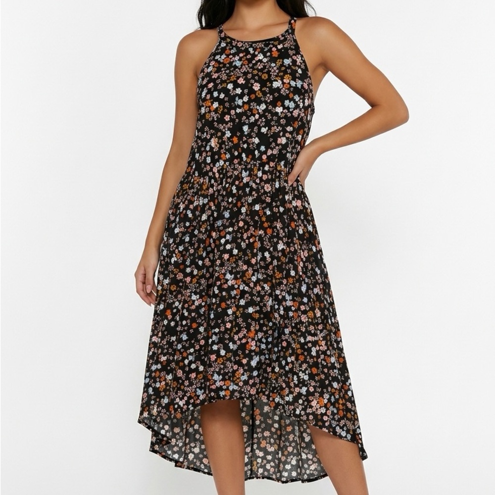 torrid Black Floral High-Low Halter Dress